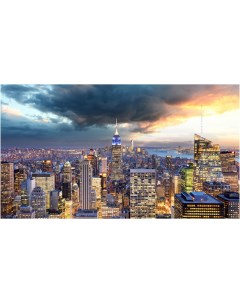 Картина на холсте с подрамником ХитАрт Ночной Манхеттен 80x46 см Модулка