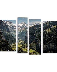 Картина модульная на холсте Горы Швейцарии 90x64 см Модулка