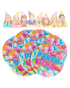 Набор одноразовых праздничных тарелок разноцветные Вечеринка диаметр 18 см 10 штук Diligence party