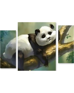 Картина модульная на холсте Панда на дереве 120x84 см Модулка