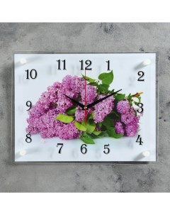 Часы настенные серия Цветы Сирень плавный ход 30 х 40 см Рубин