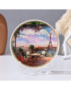 Тарелка декоративная Париж с рисунком на холсте D 15 см Nobrand
