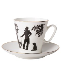 Чашка с блюдцем Черный кофе Встреча Императорский фарфоровый завод