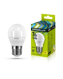 Лампа светодиодная LED G45 7W E27 3K Ergolux