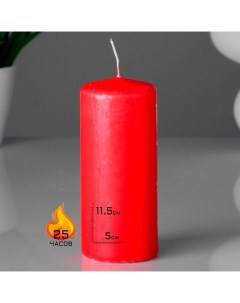 Свеча цилиндр 11 5х5см красная Омский свечной