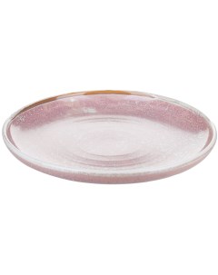 Тарелка круглая с бортом Пион 260х260х30мм фарфор розовый Kunstwerk