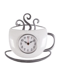 Часы чашка с дымком 31 5 х30 5 см корпус белый с серебром Классика Рубин