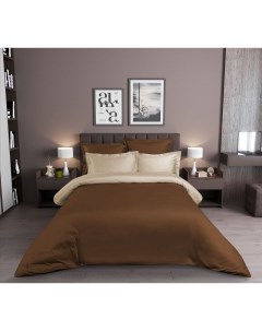 Комплект постельного белья Оникс евро сатин коричневый Текс-дизайн
