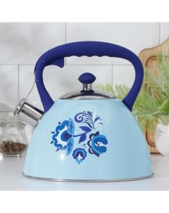 Чайник со свистком Свиристель 3 л цвет голубой Доляна