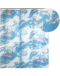 Штора для ванной 09 020А 02 Голубые дельфины Аквалиния
