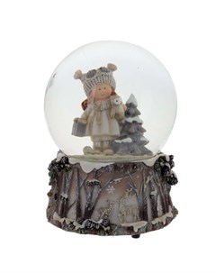 Фигурка декоративная в стеклянном шаре с музыкой Ребенок L10 W10 H14 5 см KSM 764081 Remeco collection