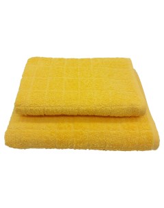 Набор из двух банных махровых полотенец Porto желтый размеры 50x80см70x130см клетка Casa conforte