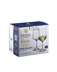 Набор бокалов для белого вина Apus 250 мл 6 шт Crystalite bohemia