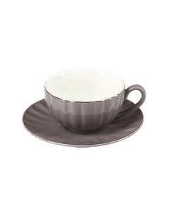 Чайная пара Вивьен чашка 200 мл блюдце d 15 см цвет серый Доляна