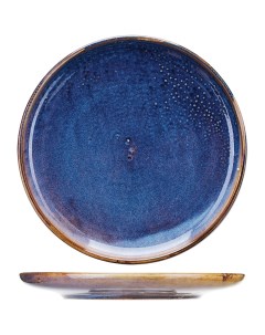 Тарелка круглая Ирис 260х260х30мм фарфор голубой Kunstwerk
