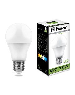 Лампочка светодиодная LB 93 25487 230V 12W E27 A60 4000K упаковка 5 шт Feron