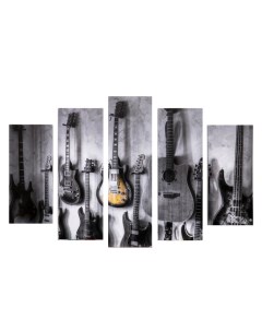 Модульная картина Коллекция гитар 2 23х52 2 24х70 1 24х80 120х80см Nobrand