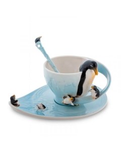 Чайная пара Пингвины 0 15 л с ложечкой Pavone