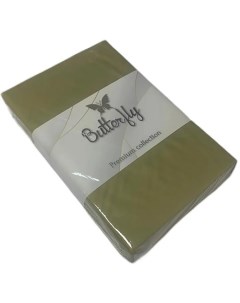 Простыня Premium collection 220x240 см сатин оливковая Butterfly