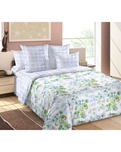 Комплект постельного белья Дивный сад 2 1 5 спальный перкаль голубой Текс-дизайн