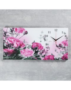 Часы серия Цветы на холсте Розовые розы 40х76 см Сюжет