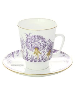 Чашка с блюдцем чайная форма Майская рисунок Одуванчики Императорский фарфоровый зав Императорский фарфоровый завод
