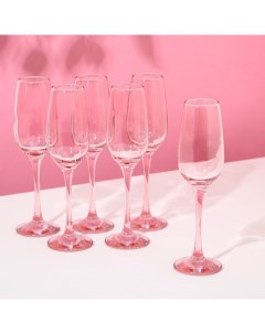 Набор бокалов для шампанского Роза стеклянный 210 мл набор 6 шт Nobrand