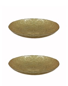 Блюдо сервировочное стекло Аксам Пейсли золото диаметр 30см 2шт 15796 2 Akcam