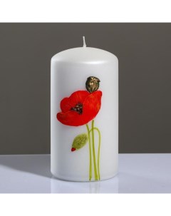 Свеча цилиндр Маки 7x13 см жемчужный белый Trend decor candle