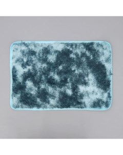 Коврик для ванной Пушистик 40x60 см цвет сине голубой Доляна