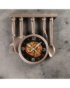 Часы настенные Кухня Кухонная утварь плавный ход 32 х 34 см бронзовые Nobrand