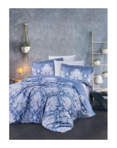 Комплект постельного белья Satin VEROKA BLUE V1 евро сатин Clasy