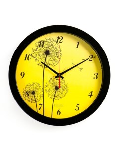 Часы настенные Цветы Одуванчики плавный ход d 28 см Соломон