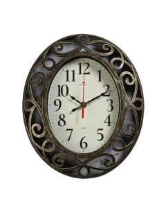 Часы настенные серия Интерьер Витки плавный ход 31 х 26 см корпус черный с золотом Рубин