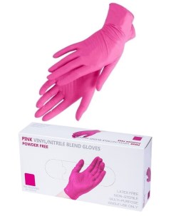 Перчатки нитриловые и виниловые размер L 100 шт 50 пар розовые Wally plastic