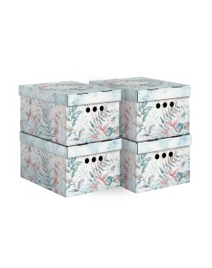 Коробка для хранения Botanic Light складная 25 x 33 x 18 5 см набор 4 шт Valiant