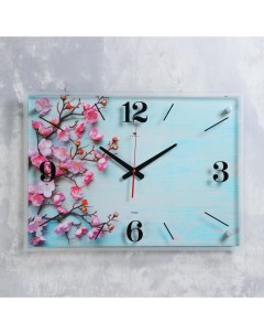 Часы настенные Цветы сакуры 40х56 см плавный ход Рубин