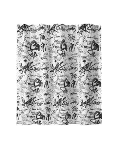 Занавеска штора Graffity для ванной тканевая 180х180 см цвет белый и черный Moroshka
