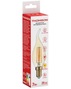 Лампа светодиодная THOMSON LED FILAMENT TAIL CANDLE 7W 695Lm E14 2400K GOLD Hiper