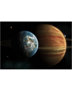 Картина на холсте с подрамником ХитАрт Притяжение планет 60x41 см Модулка