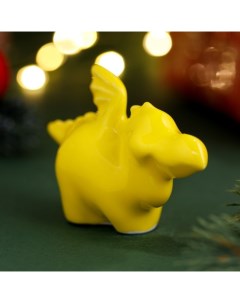 Сувенир новогодний Дракон Джет 2024 интерьерный желтый фарфор 5 см Sima-land