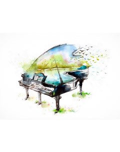 Картина на холсте с подрамником ХитАрт Весенний рояль 40x29 см Модулка