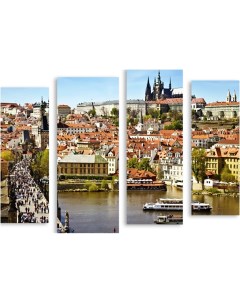 Картина модульная на холсте Туристическая Прага 120x92 см Модулка