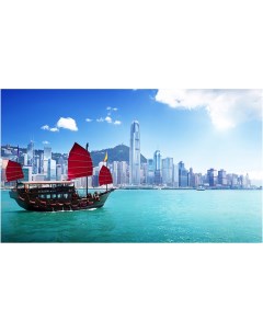 Картина на холсте с подрамником ХитАрт Алые паруса в Гонконге 100x58 см Модулка