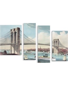 Картина модульная на холсте Бруклинский мост 90x58 см Модулка