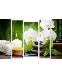 Картина модульная на холсте Белые орхидеи 170x111 см Модулка