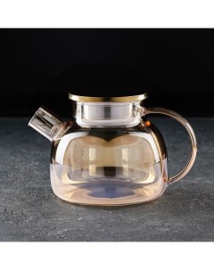 Чайник стеклянный заварочный Глори 1 л с металлическим ситом цвет золотой Nobrand
