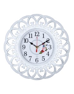 Часы круглые 30 см корпус белый с серебром Адажио Рубин