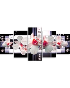 Картина модульная на холсте Белые орхидеи 170x85 см Модулка