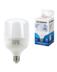 Лампа светодиодная 30 250 Вт цоколь Е27 цилиндр LED Т100 30W 4000 E27 454923 Sonnen